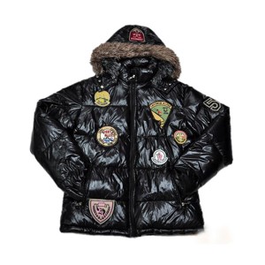 Moncler Multiple Logo Men And Women Down Jacket Hooded Black