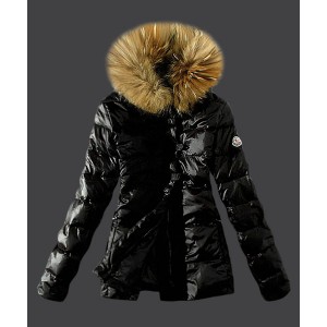 2016 Moncler Fashion Down Women Jacket Fur Collar Black