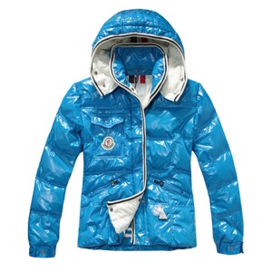 Moncler Quincy Women Down Jackets With Hat Sky Blue Short