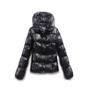 Moncler Womens Jackets Double-Breasted Decorative Belt Black