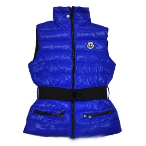 Moncler Branson Women Down Vest Belt Decorative Blue