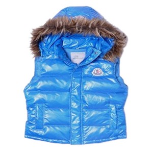 Moncler Cheap Sleeveless Down Vest Women Button Hat Blue