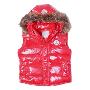 Moncler Cheap Sleeveless Down Vest Women Button Hat Red
