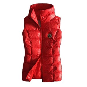Moncler Designer Womens Down Vests Pure Color Red