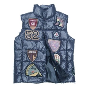 Moncler Multiple Logo Women Down Vest Short Blue
