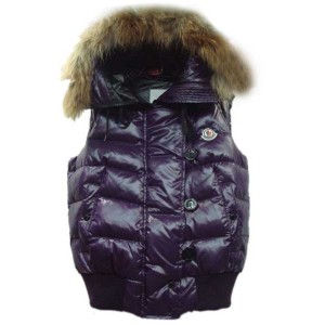 Moncler Tarn Womens Down Vest Rabbit Hats Zip Purple