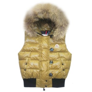 Moncler Tarn Womens Down Vest Rabbit Hats Zip Yellow