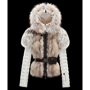 2016 Moncler Jackets Women Hooded Belt Style Slim White