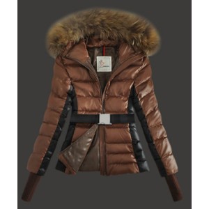 2016 Moncler Jackets Womens Long Sleeve With Belt Coffee