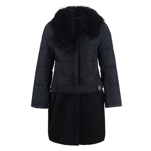 2016 Moncler Rongee Coat Women Detachable Fur Collar Black