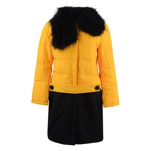 2016 Moncler Rongee Coat Women Detachable Fur Collar Yello