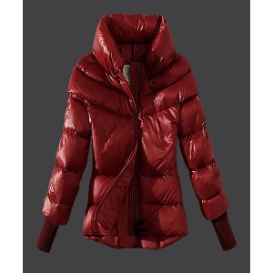 2016 Moncler Windproof Womens Jackets Stand Collar Red