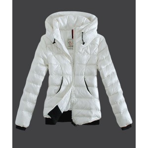 2016 Moncler Winter Jackets Womens Zip Stand Collar White
