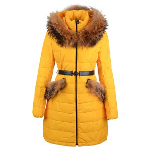 2016 Moncler Women Coat Detachable Cap With Belt Yellow