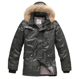 Moncler Down Coat Men Mid Length With Hood Black