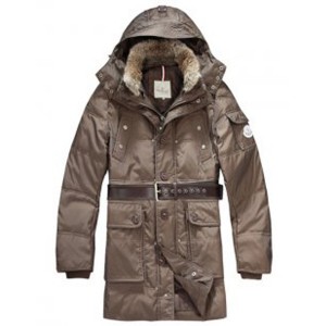 Moncler Down Coats Mens Mid-Length Hooded Coffee