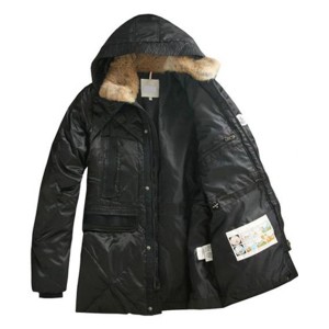 Moncler Men Coat Mid Length Hooded Down Black