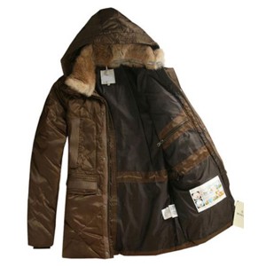 Moncler Men Coat Mid Length Hooded Down Coffee