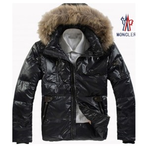 Moncler Down Jackets Mens Zip Raccoon Fur Collar  Black