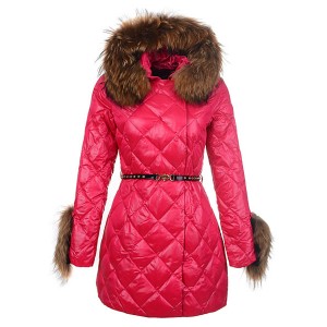 2016 Moncler Coat For Women Hooded With Belt Rose