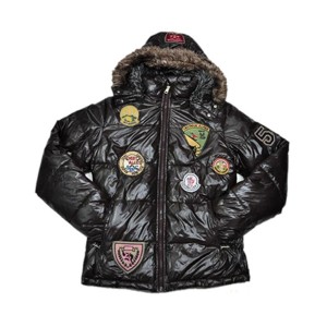 Moncler Multiple Logo Men And Women Down Jacket Hooded Coffee