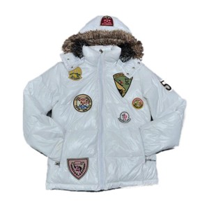 Moncler Multiple Logo Men And Women Down Jacket Hooded White