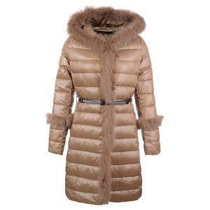 2016 Moncler Coats Womens Hooded Fur Collar Khaki