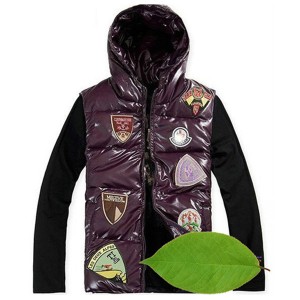Moncler Discount Down Vest For Men Multiple Logo Purple