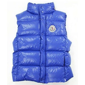Moncler Down Vest for Men Collar Single-BreaSted Blue