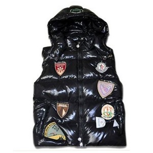 Moncler k2 Multiple Logo Men Down Vest Hooded Black