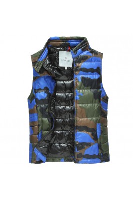 2017 New Style Moncler Cesar Down Mens Blue Vests Sleeveless Camouflage 