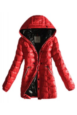 Moncler Coats Women Breasted Pure Color Red