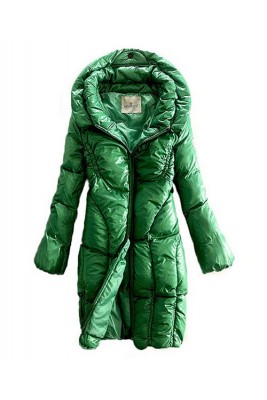 Moncler Down Women Coats Zip Style Long Verde