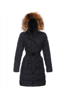 Moncler Genevrier Women Coats Hooded Long Black