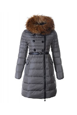 Moncler Herisson Fashion Coat Womens Long Gray