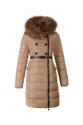 Moncler Herisson Fashion Coat Womens Long Khaki