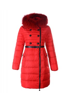 Moncler Herisson Fashion Coat Womens Long Red