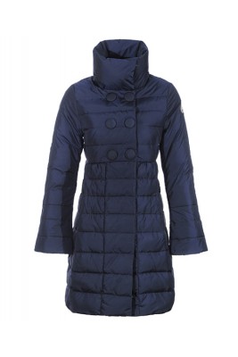 Moncler Johanna Coats Down Women Blue Stand Collar