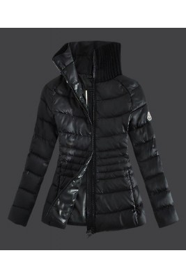 2016 Moncler Down Jackets For Womens Zip Stand Collar Blac
