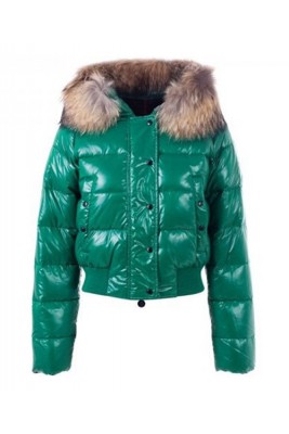 Moncler Alpin Classic Eider Down Jackets Women Fur Collar Green