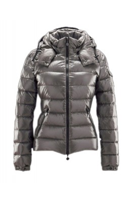 Moncler Bady Winter Women Down Jacket Zip Hooded Silver Gray