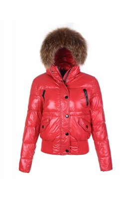 Moncler Classic Women Down Jacket Single-Breasted Slim Red