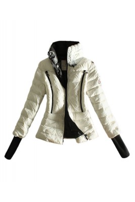 Moncler Design Down Womens Jackets Long Sleeve Zip White