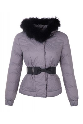 Moncler Fashion Leisure Jacket Women Long Sleeve Belt Grey