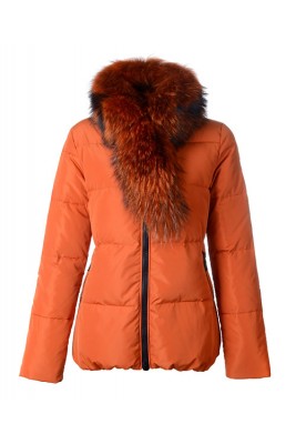 Moncler Lievre Classic Women Down Jackets Orange Short