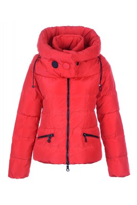 Moncler Mengs Classic Women Down Jackets Round Neck Red
