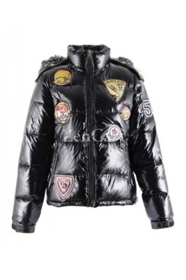 Moncler Multiple Logo Women Jackets Detachable Cap Black