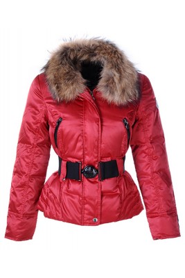 Moncler Popular Down Jackets For Women Decorative Belt Red