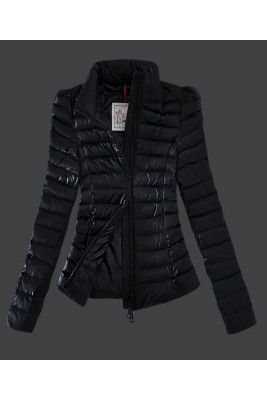 2016 Moncler Jackets Womens Zip Slim Stand Collar Black