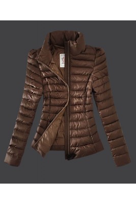 2016 Moncler Jackets Womens Zip Slim Stand Collar Coffee